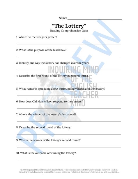 the lottery quiz and answers.